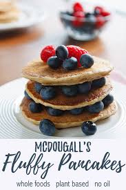 In small bowl, whisk milk, egg, oil, and vanilla until well combined. Mcdougall S Fluffy Pancakes Fatfree Vegan Kitchen