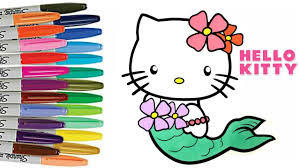 Free hello kitty coloring pages for you to color online, or print out and use crayons, markers, and paints. Hello Kitty Coloring Book Page Mermaid Airplane Summer Hello Kitty Colouring Youtube