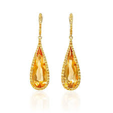 Yellow Sapphire And Citrine 18k Yellow Gold Dangle Earrings Gold Earrings Dangle Yellow Sapphire Earrings