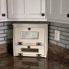 Tater and onion bin with breadbox on top. Bread Box Bin Farmhouse Chic Wooden Punched Tin Storage Etsy