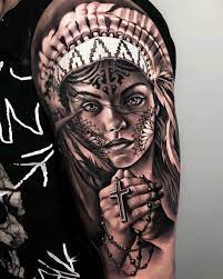 Woman With Wolf Headdress Tattoo Novocom Top