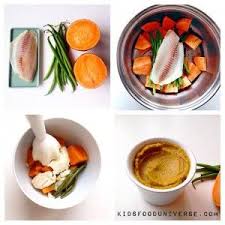 Baby Food White Fish Sweet Potato Green Bean Puree Baby Food Recipes Pureed Food Recipes Healthy Baby Food