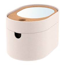 Saxborga Boite De Rangement Couvercle Miroir Plastique Liege 24x17 Cm Ikea Jewelry Storage Ikea Makeup Jewellery Storage