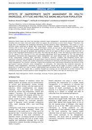.to announce that global journal of public health medicine (gjphm) was accepted to be include in directory of open access journals (doaj) database. Pdf Effects Of Inappropriate Waste Management On Health Knowledge Attitude And Practice Among Malaysian Population
