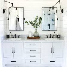 Modern & contemporary distressed dresser mirror laurel foundry modern farmhouse® size: 21 Modern Farmhouse Style Bathrooms For A Rustic Shabby Chic Look The Flooring Girl