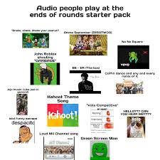 Check spelling or type a new query. Things That People Play At The End Of Rounds Starter Pack Roblox Arsenal