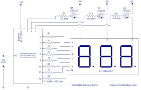 Simple 0 5v Three Digit Voltmeter Using Arduino 50mv Sensitivity Arduino Arduino Projects Simple Arduino Projects