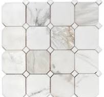 Calacatta Gold Honed 3" Octagon Thassos Dot Marble Mosaic Tile