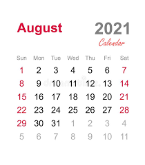 The height of summer is here! August 2021 Calendar Monthly Calendar Template 2021 Monthly Calendar Stock Vector Illustration Of Organize Vector 145896679