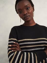 Hobbs Destiny Striped Jumper, Black/Multi