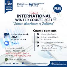 At this time, course registration is not possible on some mobile devices. Universitas Muhammadiyah Purwokerto Ump Is Organizing International Winter Course Program In March 2021 With Three Different Topics As Follows Exploring Banyumas Heritage And Culture International Winter Course On Agriculture Islamic Microfinance In