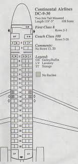 Vintage Airline Seat Map Continental Airlines Dc 9 30 From