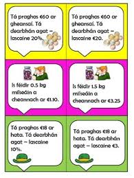 Share with your friends copy link. Staisiuin Mhata Airgead As Gaeilge Maths Stations Money In Irish
