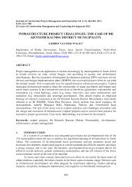 Kenneth kaunda metropolitan university is in the top 100% of universities in the world, ranking 35th in zambia and 16785th globally. Pdf Infrastructure Project Challenges The Case Of Dr Kenneth Kaunda District Municipality Gerrit Van Der Waldt Academia Edu