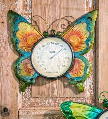 Stainless steel traditional analog vertical thermometer Butterfly Outdoor Wall Thermometer Wind And Weather