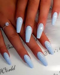 So Cute Baby Blue Coffin Shaped Nails Coffin Nails Long Coffin Shape Nails Summer Acrylic Nails