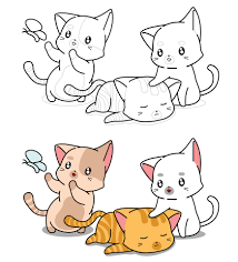 Dibujos para pintar de cat. Three Cats Cartoon Coloring Page For Kids 2068282 Vector Art At Vecteezy