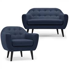 Par son confort, il vous convie à vous vous plongez alors dans un livre pour un moment de relaxation des plus agréables. Ensemble Canape Et Fauteuil 2 1 Places Scandinave Fidelio Tissu Bleu
