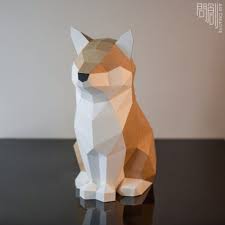 Shiba Inu Paper Model Papercraft Diy Low Poly Pdf Etsy Paper Dogs Shiba Inu Paper Crafts