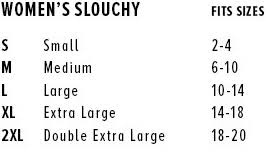 bella slouchy tee size chart righteousbabe