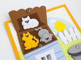 Quiet Book Page Felt Cats Busy Book Felt Educational Artesanato Sensoriais Infantil