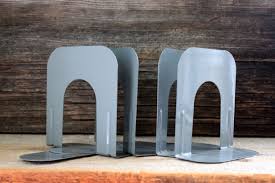 4 Vintage Metal Bookends Gray Library Style Bookends Industrial Office 4pcs By Umbrellafant On Etsy Vintage Metal Bookends Industrial Office