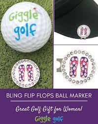 Purple Flip Flops Bling Golf Ball Marker With Hat Clip Great Golf Gift For Women Giggle Golf Fun Golf Accessories For Wo Ball Markers Bling Golf Golf Gifts
