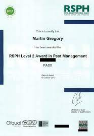 Date of award 23 august 2019. Certificates Derbyshire Mole Control South Yorkshire Mole Catcher