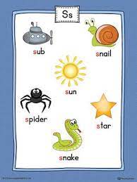 I printed this page from the free learning the alphabet. Letter S Word List With Illustrations Printable Poster Color Preschool Alphabet Printables Alphabet Worksheets Preschool Alphabet Phonics