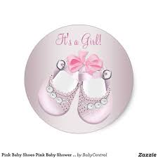 Pink Baby Shoes Pink Baby Shower Stickers Zazzle Com In 2021 Baby Pink Shoes Baby Shower Stickers Pink Baby Shower