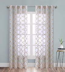 Amazon Com Foxtile Gold Pink Sheer Curtains Fashion Geometric Morrocan Design For Nursey Be Dining Room Curtains Morrocan Style Bedroom Pink And Gold Curtains