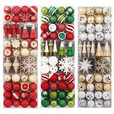 Large outdoor christmas decorations not only show that you celebrate christmas but that you want the world to celebrate with you. Shatter Resistant 52 Piece Ornament Set In 3 Colours Costco Uk