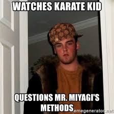 watches karate kid questions mr miyagi