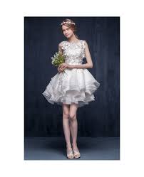 Short wedding dresses are the perfect choice for the bride who wishes to show off her legs. 2017 Modern Short Wedding Dresses Lace Ruffles A Line Scoop Neck Organza Style With Appliques Lace Fl01 199 Gemgrace Com