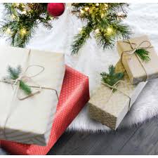 Dark navy blue with gold illustrations all around it. Christmas Tree Skirt 30 36 48 Inches White Christmas Tree Skirt Soft Classic Tree Skirt For Xmas Tree Decorations And Ornaments 36 Inch Walmart Canada