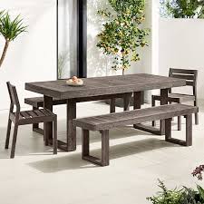 3 pieces dining set table with 2 benches wood table top with metal frame usa. Portside Outdoor 76 5 Dining Table Benches Solid Wood Chairs Set
