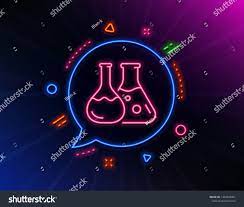 Chemistry Lab Line Icon Neon Laser Lights Laboratory Flask Sign Analysis Symbol Glow Laser Speech Bubble Neon Lights Laboratory Flasks Mood Images Banner
