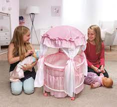 Badger Basket Royal Pavilion Round Doll Crib With Canopy And Bedding Reviews Wayfair
