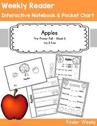 pre primer week 6 apples reader notebook pocket chart