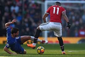 Chelsea S English Midfielder Danny Drinkwater Makes A Tackle On Manchester United S French Striker Ant English Premier League Manchester United Anthony Martial