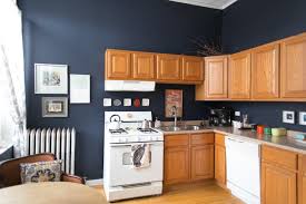 The area above the kitchen cabinets doesn't have to be wasted; Rental Kitchen Decor Ideas Oak Wood Finish Cabinets Apartment Therapy