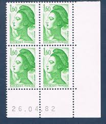 La lettre verte est un courrier rapide (2 jours ouvrés pour parvenir au destinataire) mais plus économique et écologique, n'utilisant pas l'avion, par exemple. Timbres Poste De France Bloc De Quatre Timbres Avec Coin Date Du 26 04 82 Neuf Ref Yvert Tellier N 2219 Timbres Liberte De Delacroix Valeur 1f 60 Vert Villers Collections