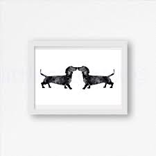 Black And White Dachshund Print Dog Print Black Dachshund Sausage Dogs Print Kiss Dogs Kissing Watercolor Painting Print Dog Watercolour Wall Art W Dog Wall Art Watercolor Dog Dachshund Print