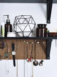 Maybe you would like to learn more about one of these? Jewellery Hanging From A Cork Board Below A Shelf Ikea Jewelry Storage Jewellery Storage Ikea Shelves