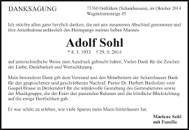 Karte für scharnhauser bank eg. Traueranzeigen Von Adolf Sohl Zeit Des Gedenkens De