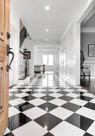 Maybe you would like to learn more about one of these? Cancos Tile Stone Featured In This Stunning Black And White Entryway Graphic Patter Black And White Flooring Black And White Tile Entryway Black Floor Tiles