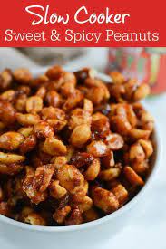 Slow Cooker Sweet And Spicy Peanuts Recipe Spicy Peanuts Sweet And Spicy Delicious Crockpot Recipes
