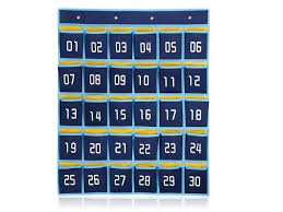 Loghot 30 Pocket Numbered Classroom Pocket Chart For Cell Phones Holder Wall Door Hanging Organizer With Hooks Dark Blue