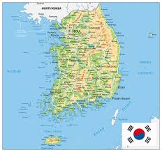 South Korea Physical Map Physical Map South Korea Contour Map