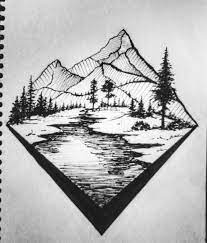 Art Drawing Graphic Paint Illustration Scetch Painting Draw Nature Landscape Forest Landscape Pencil Drawings Waterfall Drawing Landscape Drawings